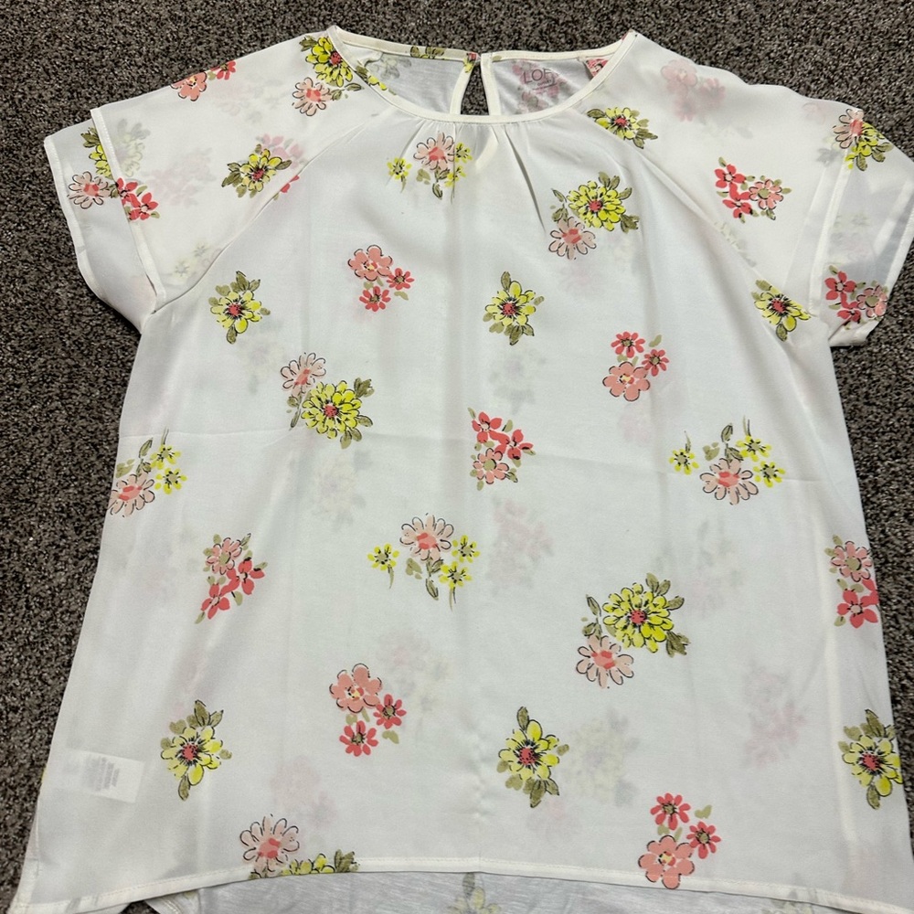 Loft Women’s Floral Print White Blouse